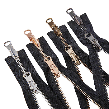 Nylon Garment Accessories, Zip-fastener Component Sets, Nylon and Brass Zipper & Alloy Zipper Puller, Mixed Color, 800x31x2.5mm, 4strands/set