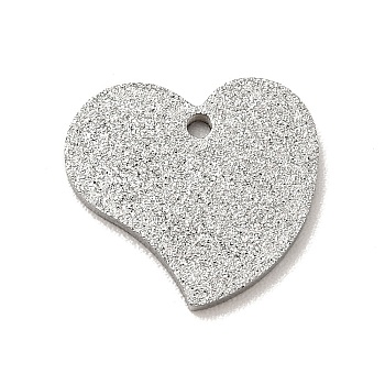 304 Stainless Steel Pendants, Textured, Heart, Stainless Steel Color, 11x12x1mm, Hole: 1mm
