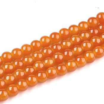 Baking Painted Imitation Jade Glass Round Bead Strands, Chocolate, 6.5mm, Hole: 1.5mm, about 135~140pcs/strand, 31.8 inch