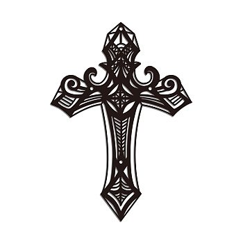 Iron Wall Art Decorations, for Front Porch, Living Room, Kitchen, Matte Style, Cross, 300x213x1mm