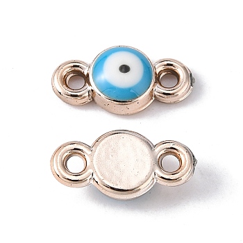 CCB Enamel Links, Evil Eye, Dark Turquoise, 14x7x3.5mm, Hole: 1.8mm