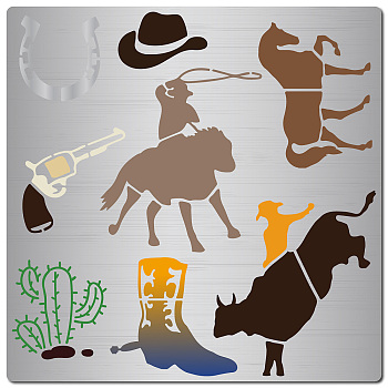 Cowboy Theme Stainless Steel Cutting Dies Stencils, for DIY Scrapbooking/Photo Album, Decorative Embossing DIY Paper Card, Matte Stainless Steel Color, Horse, 160x160x0.5mm