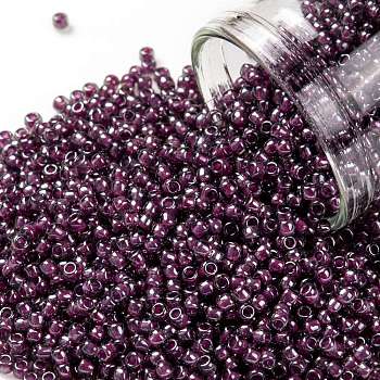 TOHO Round Seed Beads, Japanese Seed Beads, (1076) Inside Color Grey/Magenta Lined, 11/0, 2.2mm, Hole: 0.8mm, about 1110pcs/bottle, 10g/bottle
