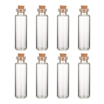 Glass Jar Glass Bottle for Bead Containers, with Cork Stopper, Wishing Bottle, Clear, 60x16mm, Bottleneck: 10mm in diameter, Capacity: 8ml(0.27 fl. oz)