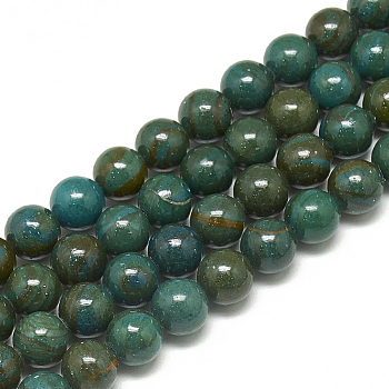 Synthetic Imperial Jasper Beads Strands, Dyed, Round, Teal, 8~8.5mm, Hole: 1mm, about 50pcs/strand, 15.7 inch