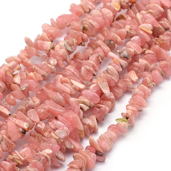 Natural Rhodochrosite Beads Strands, Chip, 3~5mm, Hole: 0.6mm, about 16 inch(40.6cm)