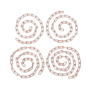 Unwelded Iron Paperclip Chains, Drawn Elongated Cable Chains, Rose Gold, 14x6x1.4mm, about 40cm/45cm/50cm/55cm, 4 strands/set, 6.23 inch(1.9m)/set