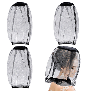 Polyester Mosquito Head Net Mesh, Face Neck Fly Netting Hood from Bugs Bees, Black, 440mm