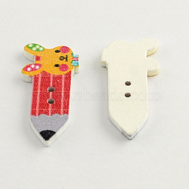 2-Hole Printed Wooden Buttons(BUTT-R030-07)-2