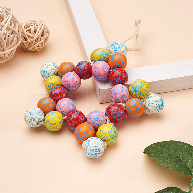 Fashewelry 80Pcs 8 Colors Printed Natural Wood Beads(WOOD-FW0001-08)-6