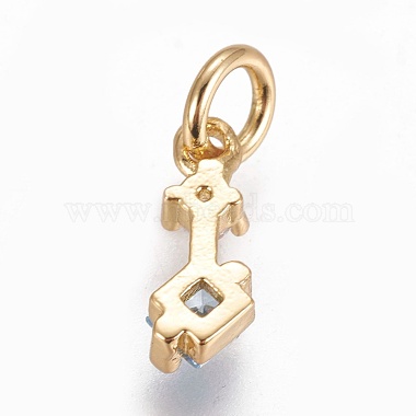 Brass Micro Pave Cubic Zirconia Charms(ZIRC-E145-83A-G)-2