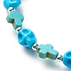 Synthetic Turquoise(Dyed) Cross & Skull Beaded Stretch Bracelet(BJEW-JB08452-04)-4