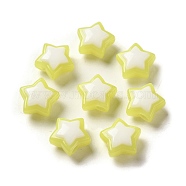 Imitation Jelly Transparent Acrylic Beads, Two Tone, Star, Yellow, 17x18x3mm, Hole: 3.5mm, 20pcs/set(SACR-R741-03G)