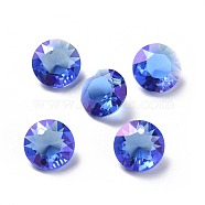 Glass Rhinestone Charms, Faceted, Flat Round, Sapphire, 10x5.3mm, Hole: 1.2mm(RGLA-L016-A-206MO)