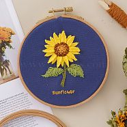 DIY Embroidered Making Kit, Including Linen Cloth, Cotton Thread, Water Erasable Pen Refills, Iron Needle, Sunflower Pattern, 25x25x0.01cm(DIY-F088-01A)