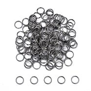 Iron Split Rings, Double Loops Jump Rings, Cadmium Free & Nickel Free & Lead Free, Gunmetal, 7x1.4mm, about 6.3mm inner diameter, Single Wire: 0.7mm, about 580pcs/50g(X-JRD7MM-01B-NF)