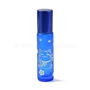 Glass Essential Oil Roller Bottles, with Lid and Stainless Steel Roller Balls, Refillable Bottles, Column with Fortune Cat Pattern & Chinese Character, Royal Blue, 2x8.6cm, Hole: 9.5mm, Capacity: 10ml(0.34fl. oz)(MRMJ-M002-02B-07)