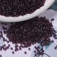 MIYUKI Delica Beads, Cylinder, Japanese Seed Beads, 11/0, (DB0784) Dyed Semi-Frosted Transparent Dark Smoky Amethyst, 1.3x1.6mm, Hole: 0.8mm, about 10000pcs/bag, 50g/bag(SEED-X0054-DB0784)