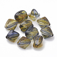 Two Tone Transparent Spray Painted Acrylic Beads, Polygon, Olive, 12x8.5x8mm, Hole: 1mm, about 910pcs/500g(ACRP-T005-34B)