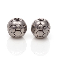 304 Stainless Steel Beads, Football, Antique Silver, 8x7.5mm, Hole: 1.8mm(STAS-I134-12C-AS)