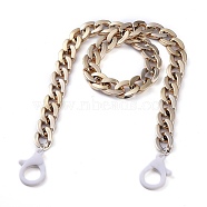 Personalized CCB Plastic Curb Chain Necklaces, Eyeglass Chains, Handbag Chains, with Plastic Lobster Claw Clasps, Golden, White, 23.79 inch(60.5cm)(NJEW-JN02881-02)