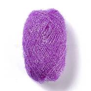 Polyester Crochet Yarn, Sparkling Scrubby Yarn, for Dish Scrubbies, Dishcloth, Decorating Crafts Knitting, Medium Orchid, 10~13x0.5mm, 218.72 yard(200m)/roll(OCOR-G009-01Q)
