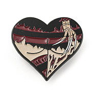 Gothic Sexy Butt Heart Shaped Enamel Pins, Halloween Brooch, for Backpack Clothes, Brown, 28x30.5x1.5mm(JEWB-B016-02EB-03)
