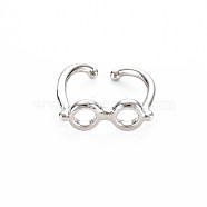 Men's Alloy Cuff Finger Rings, Open Rings, Cadmium Free & Lead Free, Glasses, Platinum, US Size 6 1/2(16.9mm)(RJEW-N029-036)