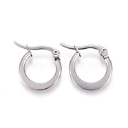201 Stainless Steel Hoop Earrings, with 304 Stainless Steel Pin, Hypoallergenic Earrings, Flat Ring Shape, Stainless Steel Color, 36x34x2mm, Pin: 0.8mm(EJEW-A052-27C)