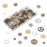 Olycraft Alloy Pendants, Gear, for Jewelry Making, Mixed Color, 10~26x5~26x1~4mm, Hole: 0.8~14mm(PALLOY-OC0001-60)