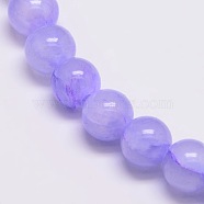 Dyed Natural Green Jade Beads Strands, Round, Lilac, 10mm, Hole: 1.5mm, about 38pcs/strand, 15.74 inch(JBS053-10MM-29)