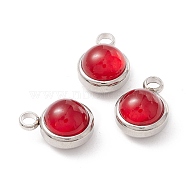 Natural Carnelian Charms, with 304 Stainless Steel Findings, Half Round, Stainless Steel Color, 13.5x10x7.5mm, Hole: 2.5mm(G-K325-01P-05)