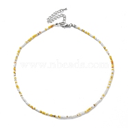 Glass Beaded Necklace, with Alloy Clasps, Yellow, 16.10 inch(40.9cm)(NJEW-Z029-05W)