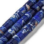Synthetic Imperial Jasper Dyed Beads Strands, Disc, Heishi Beads, Medium Blue, 4~4.5x2~3mm, Hole: 0.7mm, about 140~141pcs/strand, 14.88''~15.12"(37.8~38.4cm)(G-D077-D01-02J)