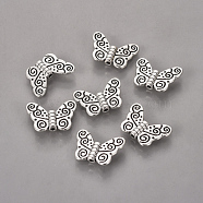 Tibetan Style Alloy Beads, Butterfly, Lead Free & Cadmium Free, Antique Silver, about 11x15x1.5mm, Hole: 1.5mm(LF11182Y)