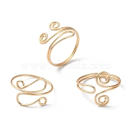 3Pcs 3 Style Vortex Cuff Rings Set, Copper Wire Wrapped Rings, Golden, US Size 9 3/4(19.5mm), 1Pc/style(RJEW-TA00094)