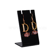 Opaque Acrylic Earring Display Stands, Jewelry Display Rack, L-Shaped, Rectangle, Black, 4.5x3.5x8cm, Slot: 3mm(CON-PW0001-157A)