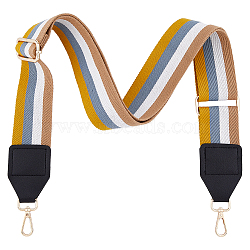 Stripe Pattern Polyester Adjustable Webbing Bag Straps, with Alloy Swivel Clasp, Goldenrod, 92~150cm(FIND-WH0126-315B)