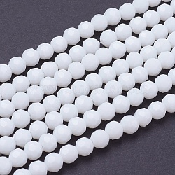 Faceted(32 Facets) Glass Round Beads Strands, White, 6mm, Hole: 1.2mm, about 88~91pcs/strand, 19.49 inch~20.08 inch(49.5~51cm)(X-EGLA-J042-6mm-26)