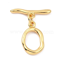 Rack Plating Brass Toggle Clasps, Long-Lasting Plated, Irregularity Ring, Real 18K Gold Plated, Ring: 20x12x2.5mm, Hole: 2mm, Bar: 23.5x7x2mm, Hole: 2mm(KK-B036-01G)