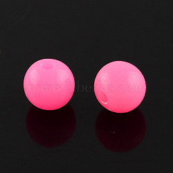 Fluorescence Acrylic Beads, Round, Hot Pink, 16mm, Hole: 2mm, about 210pcs/500g(MACR-R517-16mm-04)
