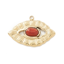 Ion Plating(IP) 304 Stainless Steel Pendants with Red Japer, Eye, Golden, 15.7x23x4mm, Hole: 1.3mm(STAS-K237-09G)