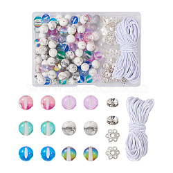 DIY Gemstone Bracelet Making Kits, Including Natural Howlite & Synthetic Moonstone Beads, Elastic Cords, Mixed Color, Beads: 190Pcs/box(DIY-CF0001-25)
