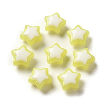Imitation Jelly Transparent Acrylic Beads, Two Tone, Star, Yellow, 17x18x3mm, Hole: 3.5mm, 20pcs/set