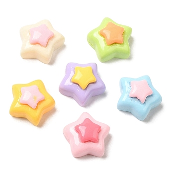 Cartoon Opaque Reisn Cabochons, for Jewelry Making, Mixed Color, Star, 11.5x12x7mm