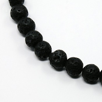 Synthetic Lava Rock Round Bead Strands, 8mm, Hole: 1mm, about 49pcs/strand, 15.5 inch