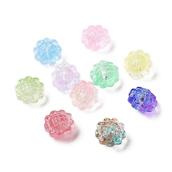 Transparent Spray Painted Glass Beads, Sunflower, Mixed Color, 15x10mm, Hole: 1.2mm