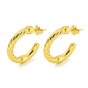 304 Stainless Steel Earrings, Half Round, Real 18K Gold Plated, 26x3.5mm