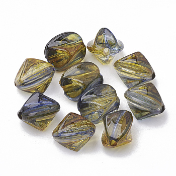 Two Tone Transparent Spray Painted Acrylic Beads, Polygon, Olive, 12x8.5x8mm, Hole: 1mm, about 910pcs/500g