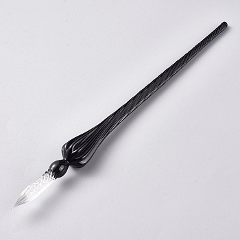 Handmade Glass Dip Pen, Calligraphy Signature Pen, Business Present, Black, 190x17mm